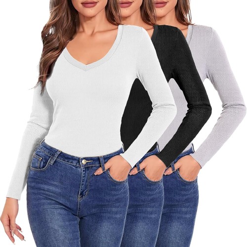 3er pack basic shirt damen - pack, t