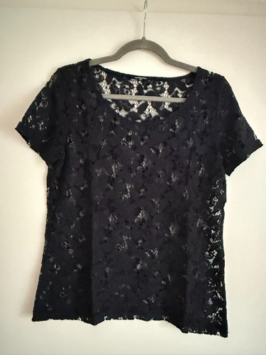 Spitzen shirt dunkelblau - spitzen-shirt,